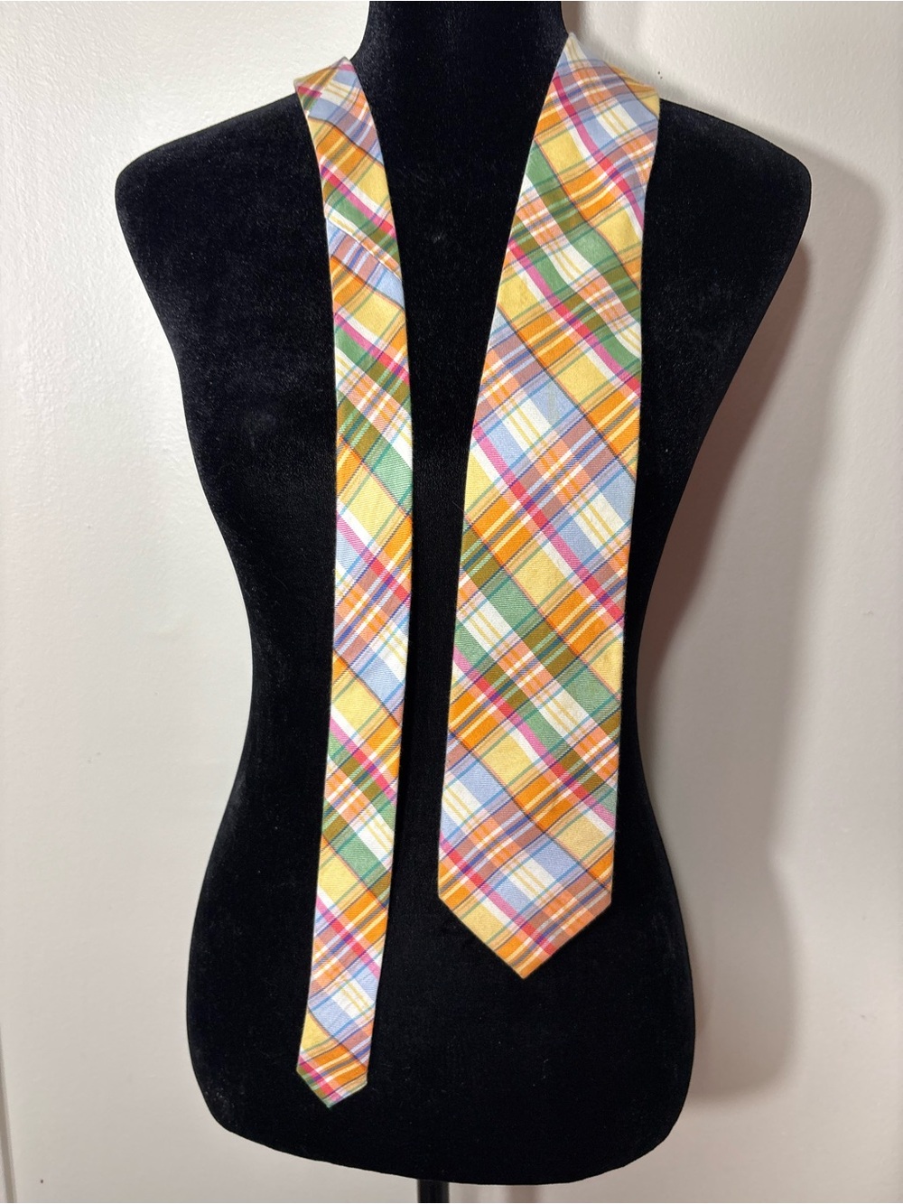 Izod Plaid Silk Tie in Yellow, Green, Blue & Orange